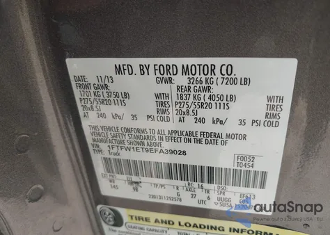 2014 Ford F-150 Platinum from USA, damaged, VIN 1FTFW1ET9EFA39028